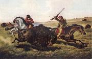 Tait Arthur Fitzwilliam Life on the Prairie-The Buffalo Hunt china oil painting reproduction